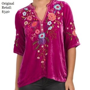 Johnny Was Ulla Velvet Easy V-Neck Blouse